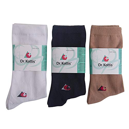 NATURE LINE Dr. Kottis Unisex Health socks for Diabetic, Circulatory Non-Binding Care for foot Bamboo cotton Yarn Ultra Soft Odour Free (White, Black & Biege)(PACK OF 3)