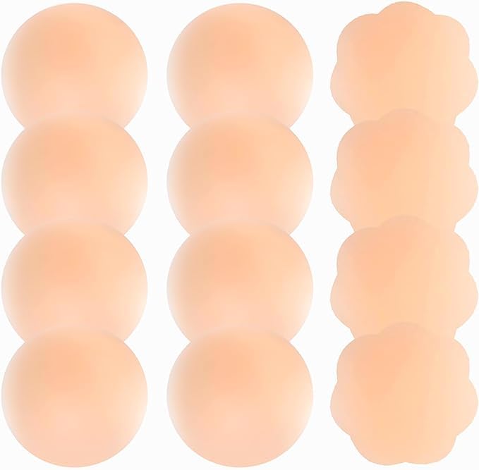 Geyoga Women's Reusable Nipple Cover - Silicone Nipple Cover Bra Pad - Adhesive Reusable Nipple Pads (Free Size, Beige) (1003, Z) (1001, Small)