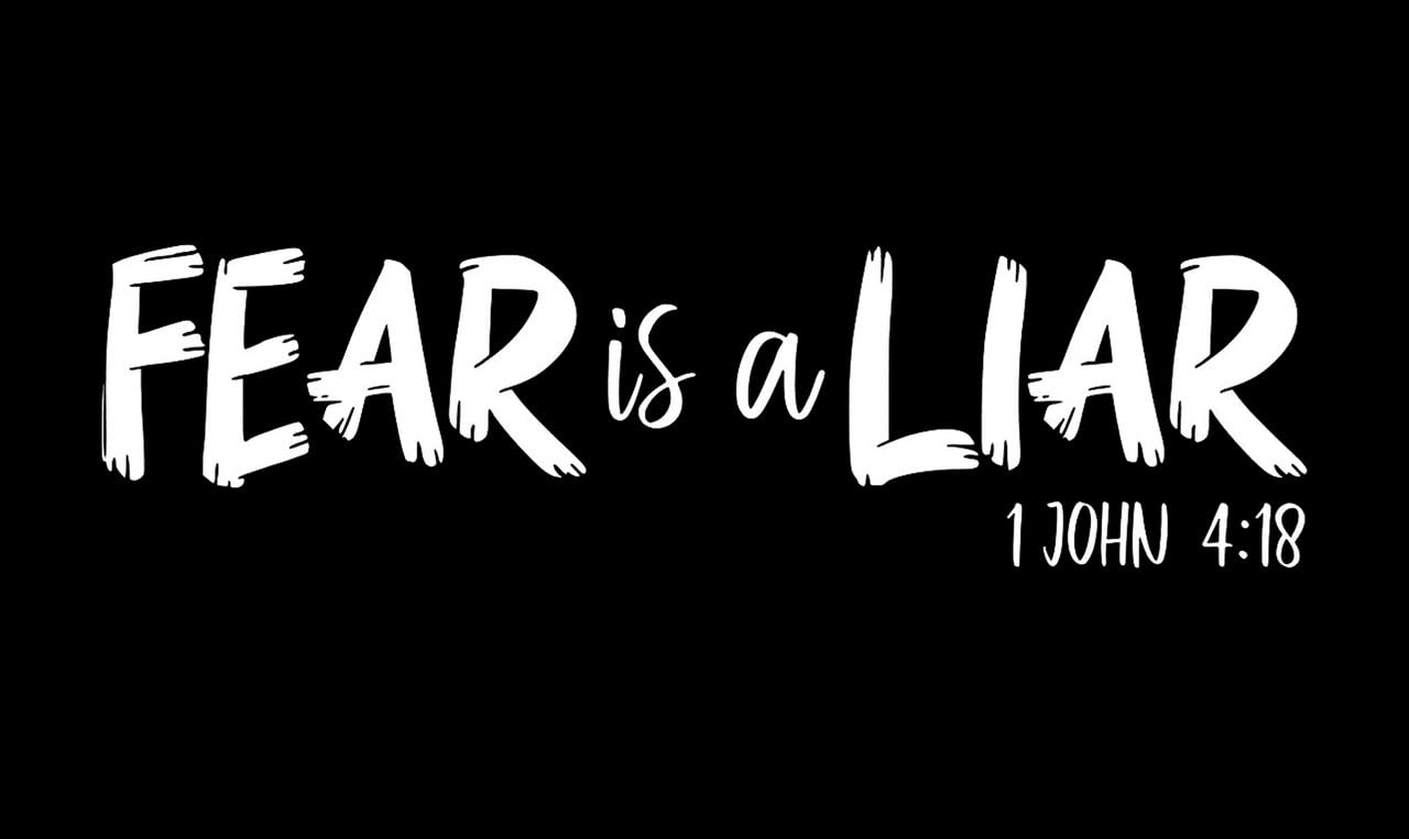 MakariosFear is A Liar 1John 4:18 Verse MKR Decal Vinyl Sticker |Cars Trucks Vans Walls Laptop| White |7.5 x 2.0 in|MKR2163