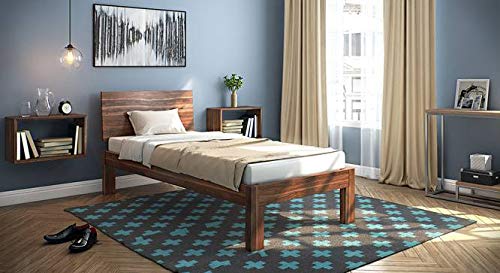 Krishna Wood Decor Sheesham Wood Bed for Bedoom | Single Bed | L*B*H 82 * 38.5 * 36.2 in | Solid Bed Bed | Natural Teak Brown