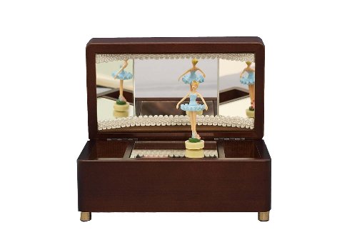 Uddoni (WOODNY) Lake Blue Doll Ballerina Music Box Brown swan