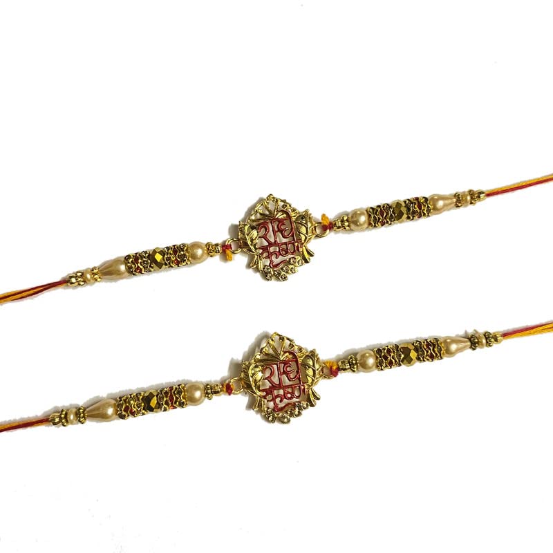 Shri R.a.d.h.e. K.r.i.s.h.n.a Rakhi Set of 2 With Tilak_6605-2pcs