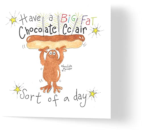 Big Fat Eclair - Birthday Card - Made from Recycled Materials - Greeting Cards for Friends, Family, Loved Ones - Made by UK Independent Artists - Compostable Packaging