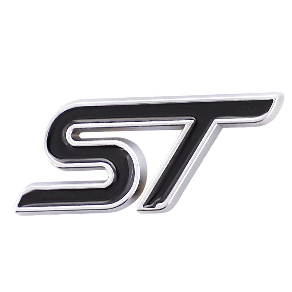 ST Emblem 3D Metal Badge Car Hood Truck Door Side Fender Rear Trunk Emblem Sticker Decals for Focus Focus 2 Focus 3 Auto F-150 Sport Decoration Accessories (Black), CR-ST