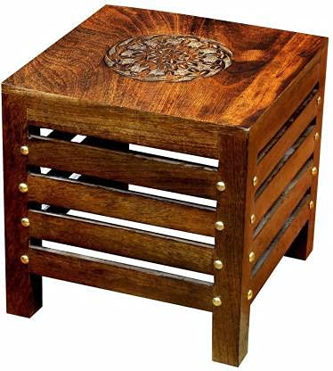 Handmade Heavenly Beautiful Handmade Stool | Table | for Office | Home Furniture | Outdoor Decor, Garden Stool Solid Wood Side Table (12 Inch)