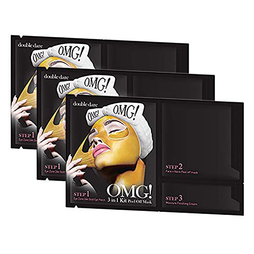 double dare OMG 3in1 Kit Peel off Mask - Anti-aging and Deep Cleansing with 24k Gold (3 Sheets)