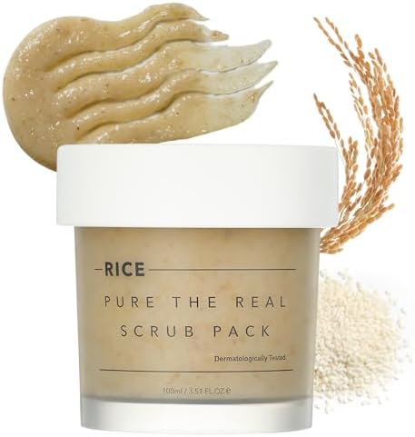 THANKYOU FARMER Rice Pure The Real Scrub Pack, Korean Facial Scrub, Vegan, Self-heating Formula, Special Home-spa, Gentle Exfoliating Face Scrub, Dermatologist Tested, 3.51 fl.oz (100ml)