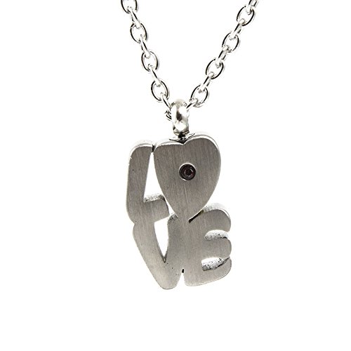 Love Stainless Steel Memorial Keepsake Necklace for Loss of Loved One - Extra Small Holds 1 Cubic Inch of Ashes - Silver Cremation Jewelry for Ashes - Engraving Sold Separately