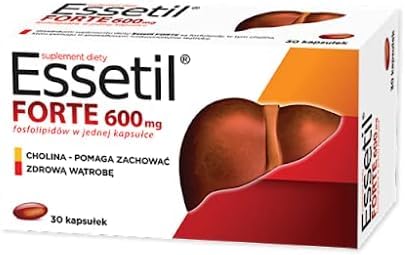 Essetil Forte - a Dietary Supplement (Essentiale Max) 30 Capsules containing Choline 600mg in its Composition, which Supports The Proper Functioning of The Liver and its Regeneration.