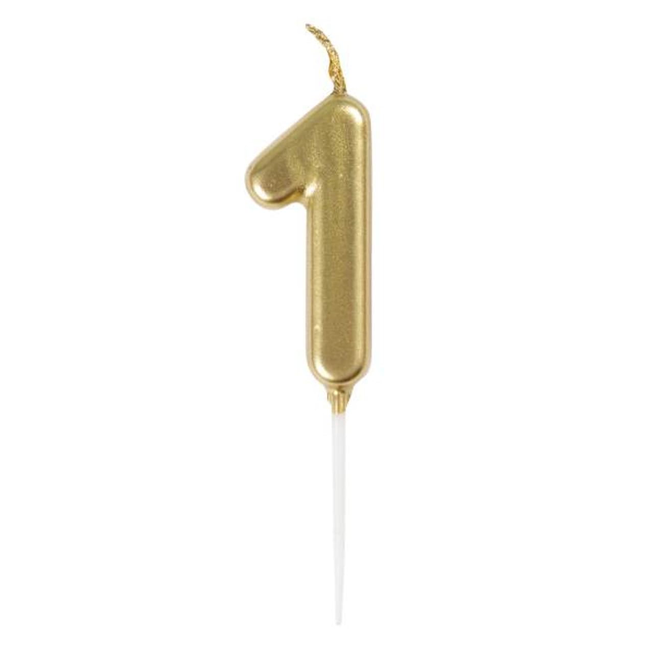 Unique Party 19951 Mini Gold Number 1 Pick Birthday Candle