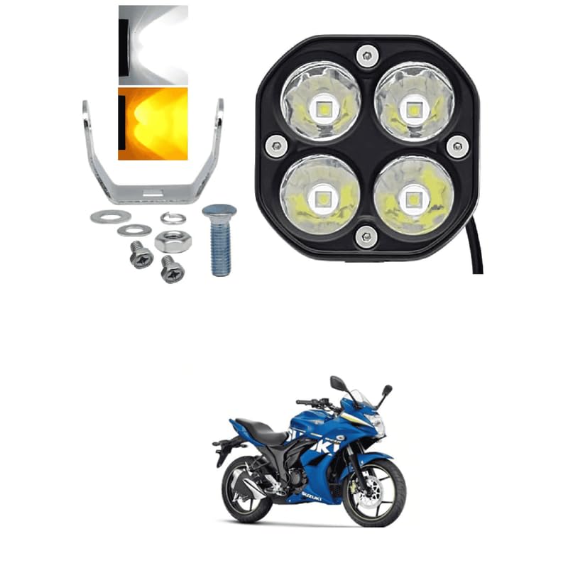 LOVMOTO Universal Squire Led Driving Fog Lights White Yellow Double Color Pod Light Square 3Inch 30watt White Amber Bumper Light For all tyre Vehicle (1pc) Comfortable With Gix-xer