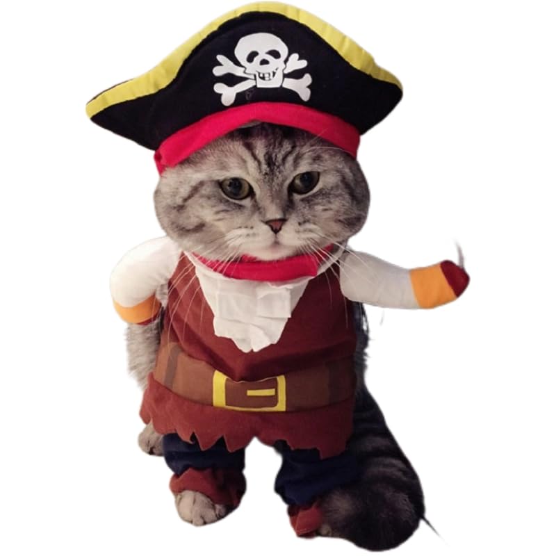 This Funny Pet Clothes Pirate Dog Cat Costume Suit Corsair Dressing up Party Apparel Clothing for Cat Dog Plus Hat