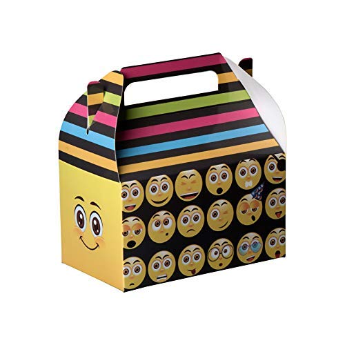 Hammont Emoji Treat Boxes 10 Pack - 6.25" x 3.75" x 3.5" Party favor Treat Container Cookie Paper Boxes Cute Designs Perfect for Parties and Celebrations