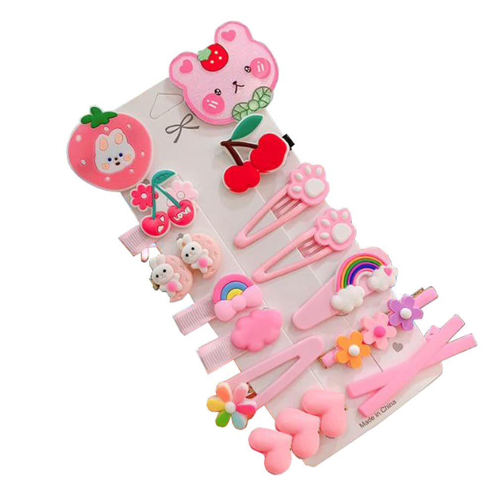 14Pcs Girls Barrettes Hairpins Children's Hair Clips Lovely Hairpin Cute Animal Fruit Hair Slides Cartoon Kids Hairclip Women Girls