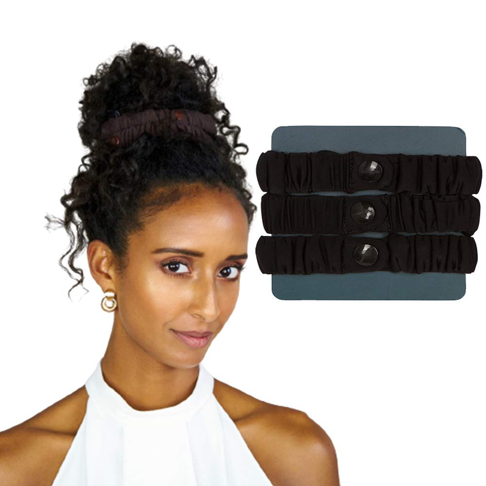 Velvet Oversized Adjustable Scrunchies for Thick, Natural Hair (2-pack) | No Slip, No Damage, Jumbo Women’s Afro Puff Scrunchie Designed for Curly Black Women’s Hair (Black)