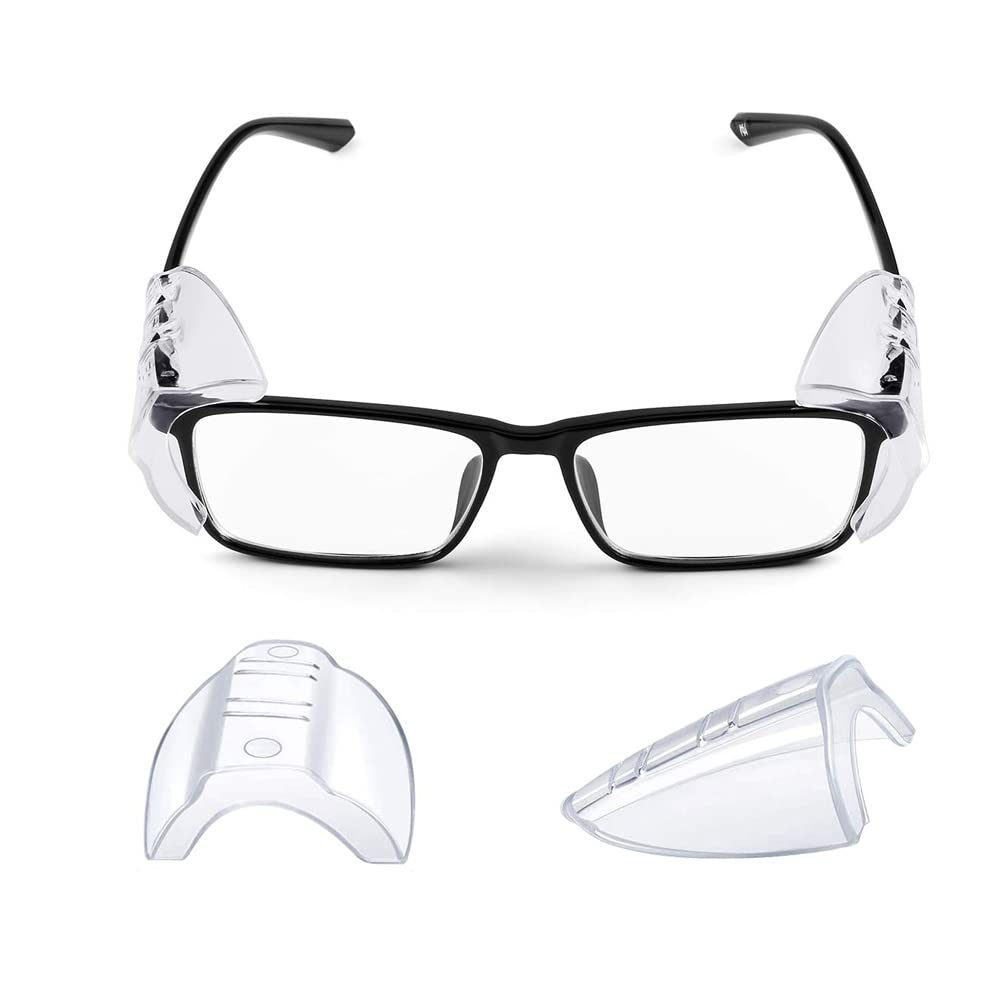 Galinpo Safety Glasses Side Shields for Prescription Glasses, Slip on Clear Eye Glasses Side Shields, Fits Small to Large Eyeglasses（White）