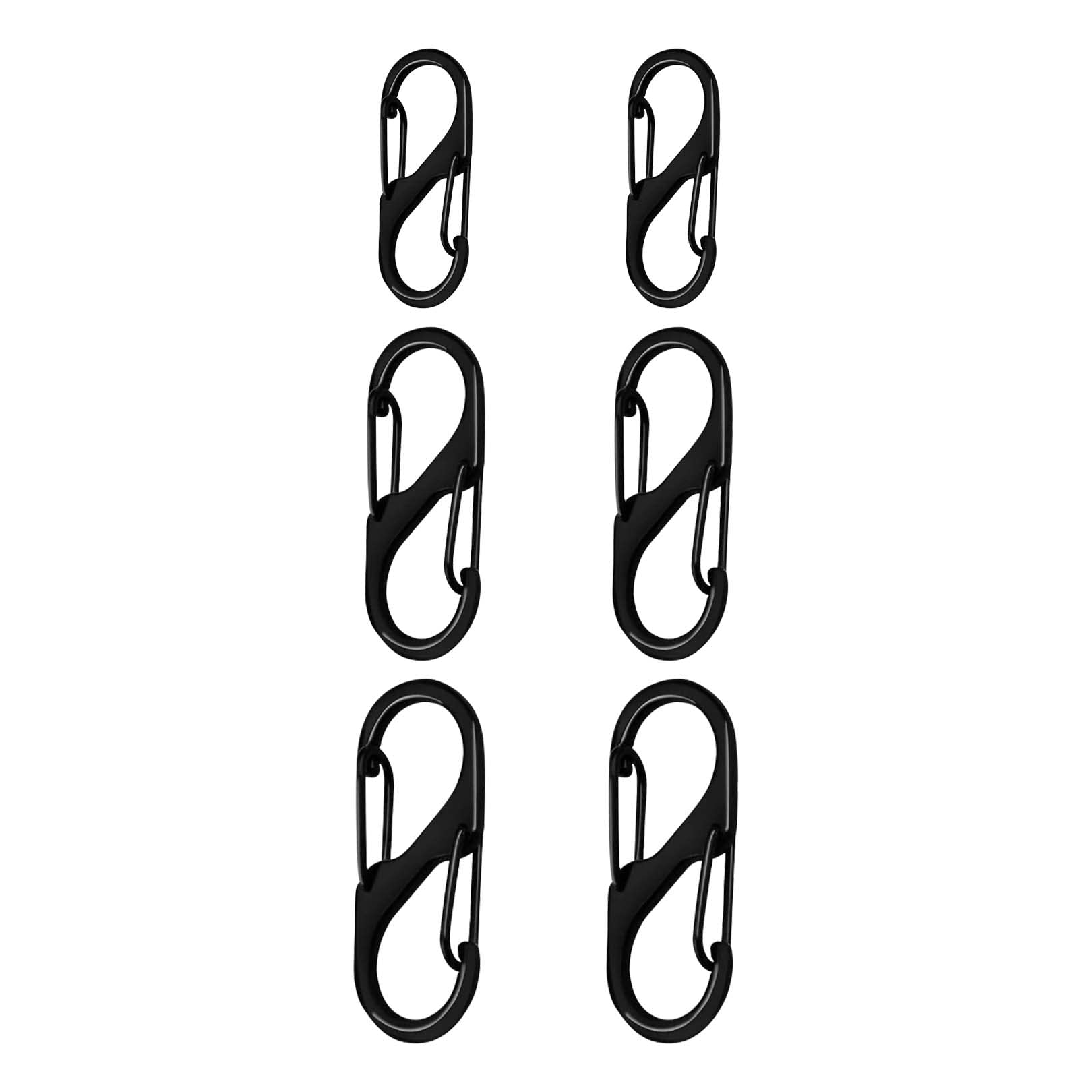 6Pcs S Small Carabiner Keyring Clip,3 Sizes S Carabiner Keyring Clip Aluminum Alloy Carabiners Metal Double Clip Hook,Small Dual Spring Opening Keychain Clip Hook for Outdoor Hiking Fishing Camping