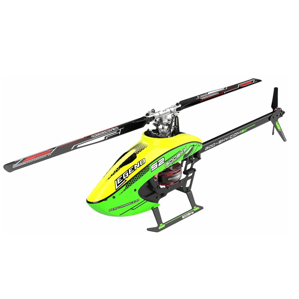 Goosky Legend S2 Helicopter Standard Kit (BNF) - Green/Yellow (Without Extra Battery), Dual Brushless Motors, FBL Rotor Head Structure