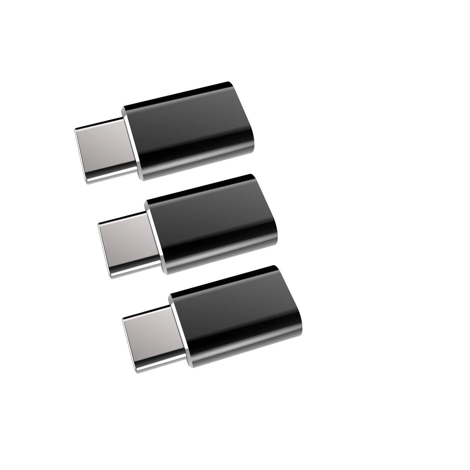 USB-C to USB 3.0 Adapter 3-Pack USB 3.1 Type C Male to USB 3.0 A Female Convertor Black&Silver OTG for MacBook Sumsung Galaxy S8 including USB-C to Micro USB 2.0 Adapter, Weduda (3PACK-Micro)