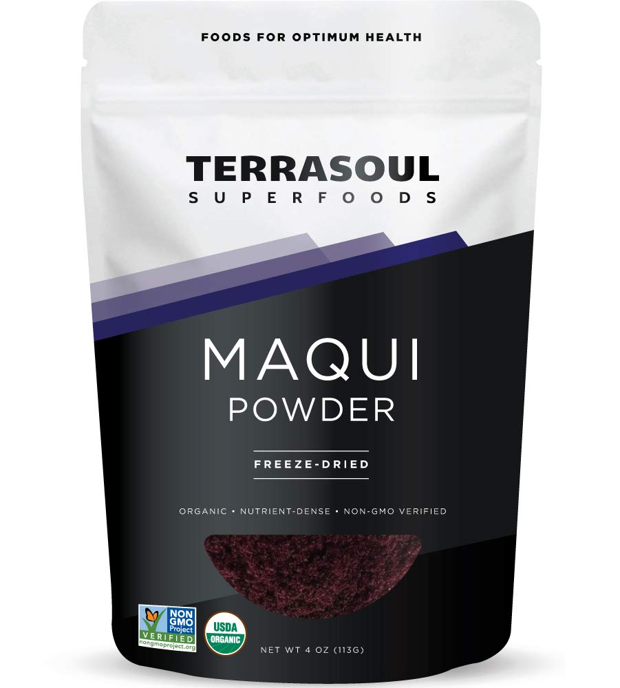 Terrasoul Superfoods Organic Maqui Berry Powder, 4 Oz, Freeze-Dried, Antioxidant-Rich Superfood for Smoothies, Desserts, and Immune Support