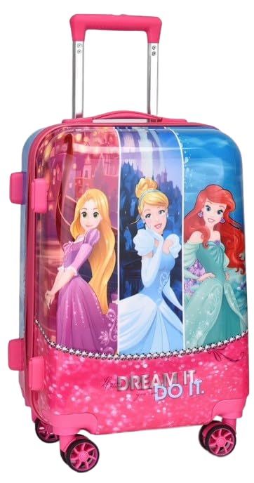 ADSONKid's Trolley 360 Rotating Carry On Luggage Wheels Non-Breakable Princess Dream Girls 20 Inch Kids Rolling Suitcase with 4 Wheel Travel Trolley Bag Case(Princess Dream Girls Pink)