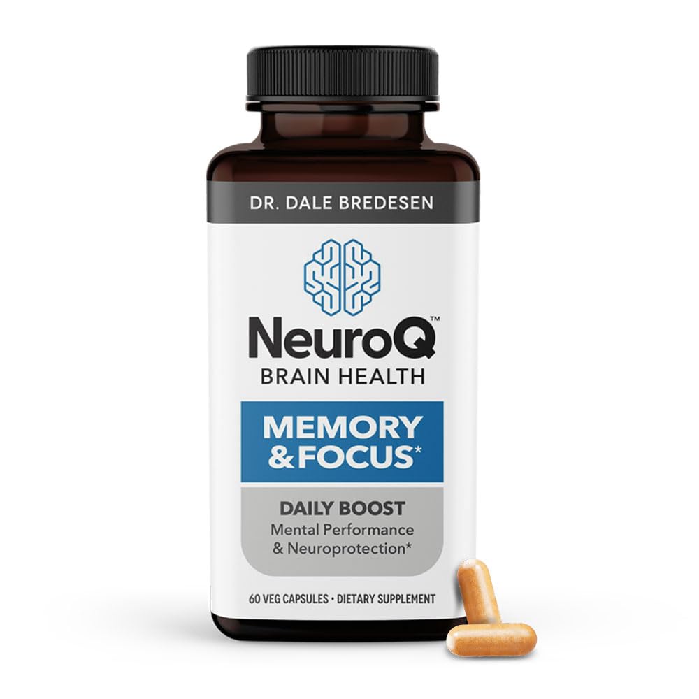 NeuroQ Memory & Focus - Boosts Cognitive Performance & Healthy Brain Function - Neuroprotective Formula by Dr. Dale Bredesen - Gotu Kola Ginkgo Phosphatidylserine Coffee Fruit & Propolis - 60 Capsules