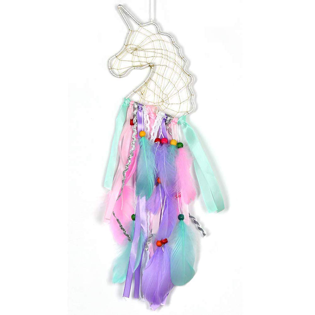 ENTHUR Unicorn Dream Catcher Handmade Feather Dream Catchers for Kids, Unicorn Room Decor for Girls Bedroom Wall Hanging Decoration