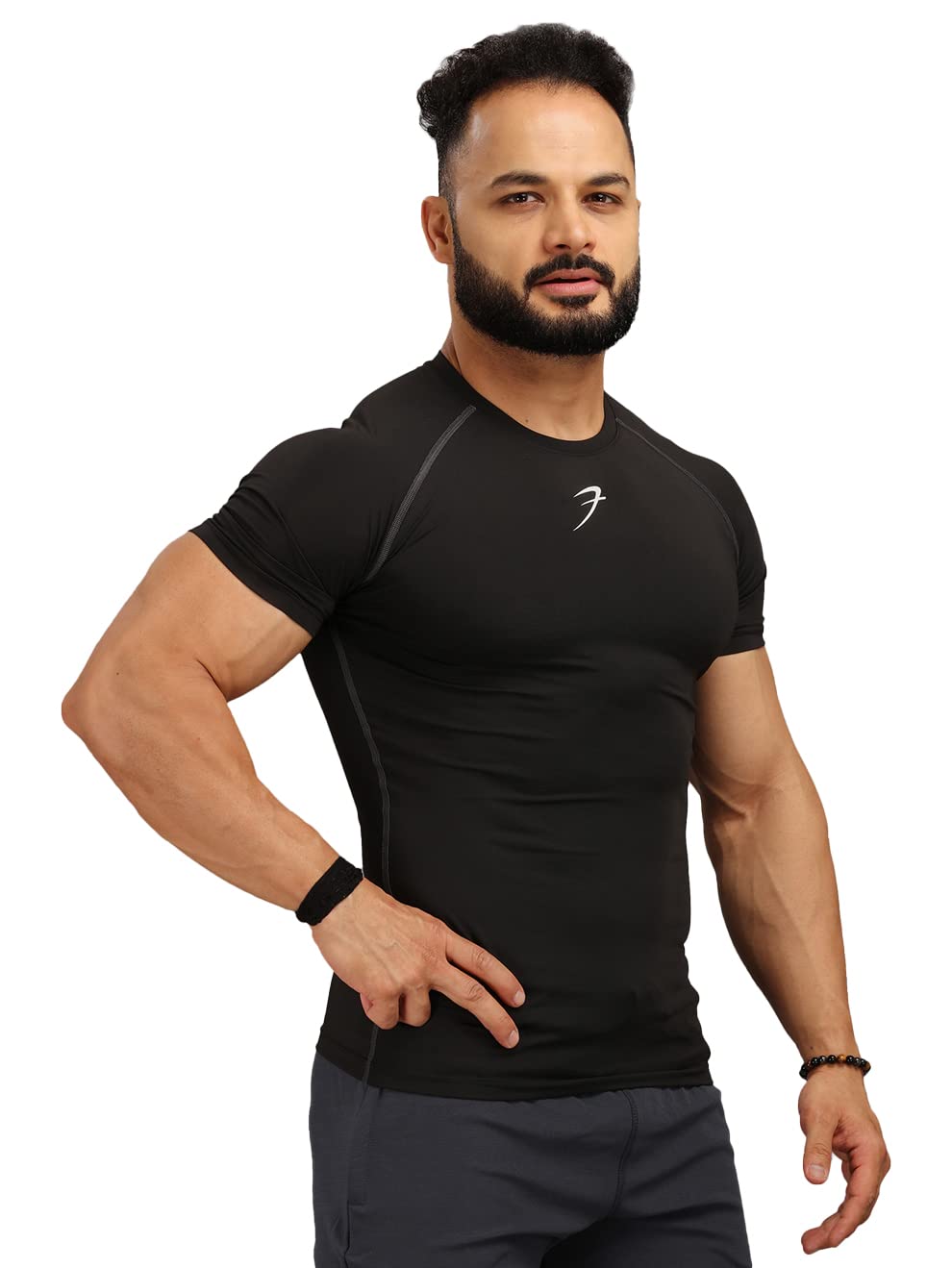 FUAARK Men's Half Sleeve Compression T-Shirt - Athletic Base Layer for Fitness