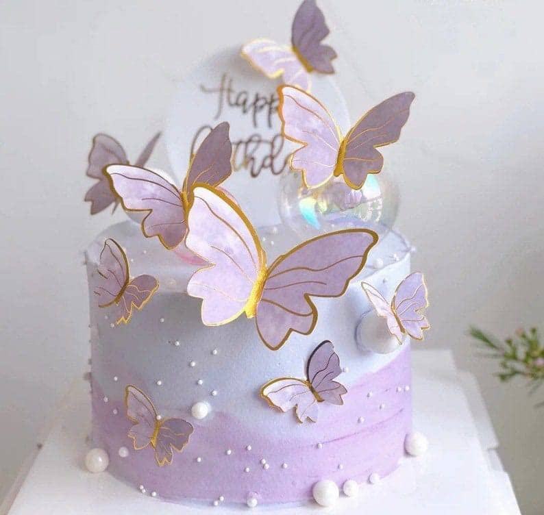 Homebakers Mart precut 10 pcs Purple Butterfly for Cake Decoration (Pack of 2)