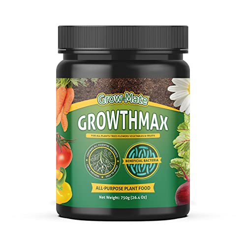 GrowthMax Powder - 4-in-1 Premium Organic Plant Food, Water-Soluble Concentrate - Makes up to 160L, Treats 200+ plants | Odour-free, Child & Pet Safe (750 g)