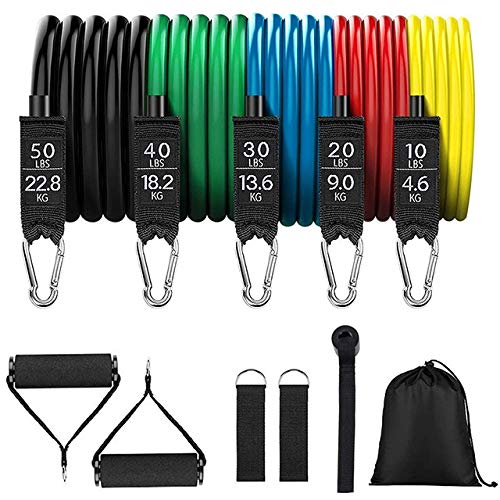 11 Piece Resistance Bands Set 150 LBS Exercise Bands Home Gym Elastic Expander 11pcs resibands Fitness Gum Rubber Yoga Tubes