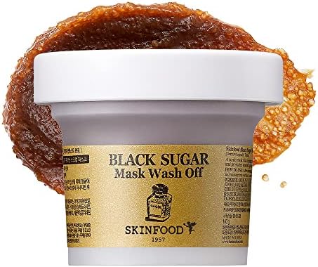 SKIN FOOD Black Sugar Mask Wash Off 4.05 fl. oz.(120g) - Black Sugar Scrub - Sugar Face Scrub to Hydrate and Nourish the Skin - Exfoliating Sugar Scrub - Facial Mask Wash Off Sugar Scrub