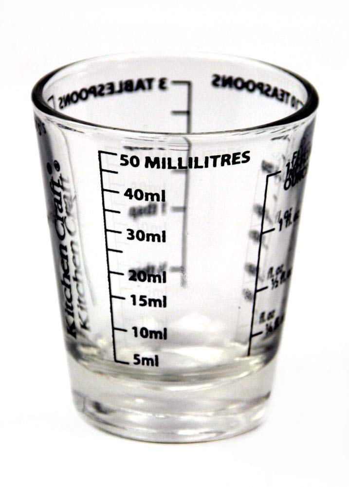 KitchenCraft 1-Pack Glass Mini Measures, 50 ml, Multi-colour