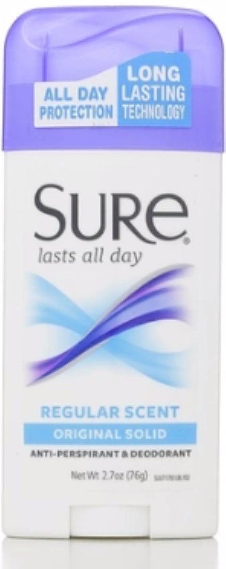 Sure Anti-Perspirant & Deodorant Original Solid, Regular Scent 2.70 oz (Pack of 8)