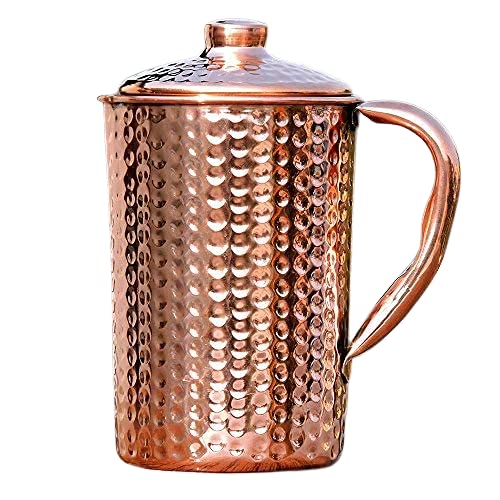 Pure Copper (99.74%) Hammered Water Jug | Copper Pitcher for Ayurveda Health Benefits (50.7 US Fluid Ounce)