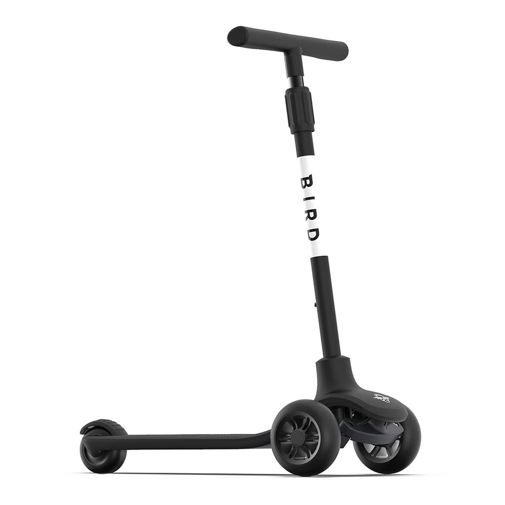 BIRDie Kids Scooter - Kid Scooter, Aircraft Grade Aluminum Handle bar, Adjustable height, Portable Compact Stylish Trendy, 3-wheels design, Stomp brake system (Black)