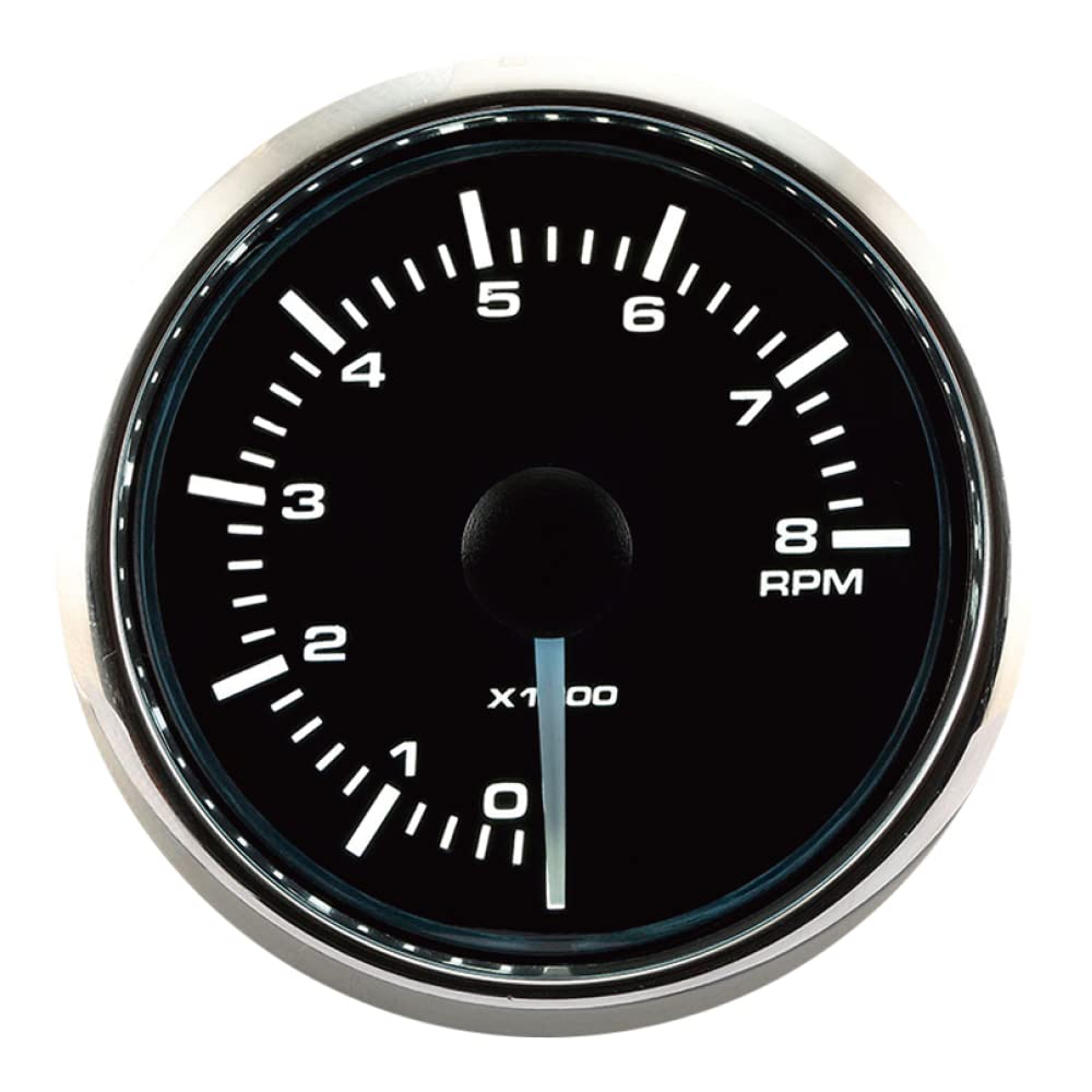 MOTOR METER RACING2" Tachometer 8000 RPM Dual LED Backlit White Amber Waterproof Pin-Style Install