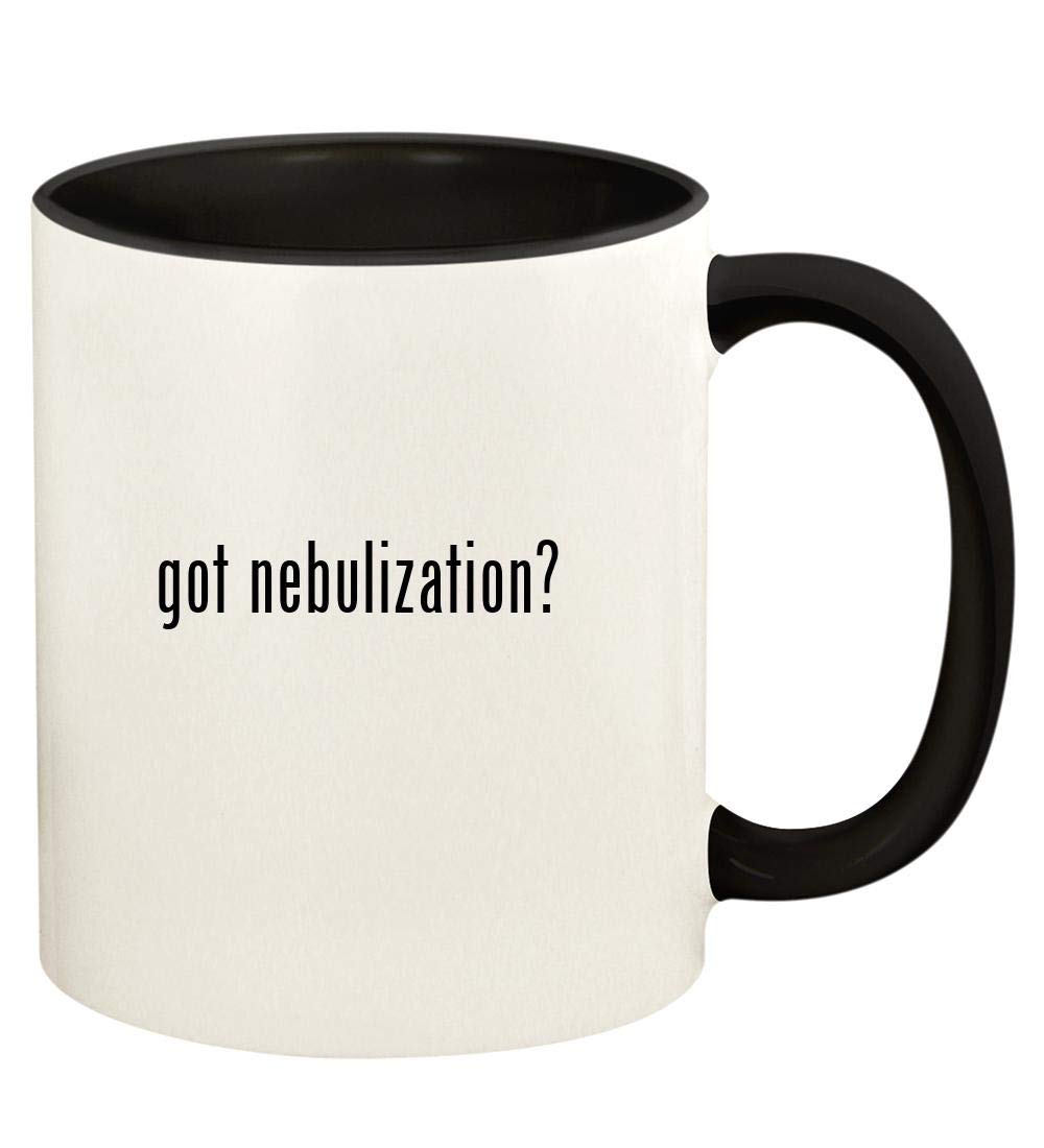 got nebulization? - 11oz Ceramic Colored Handle and Inside Coffee Mug Cup, Black