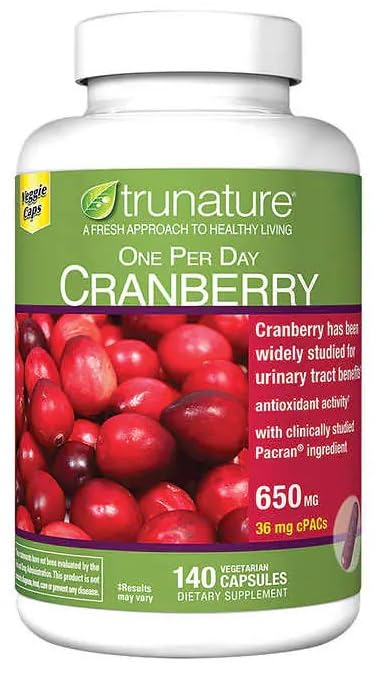 Tru Nature Cranberry 650 mg Per Serving, 1-Pack of 140 Vegetarian Capsules