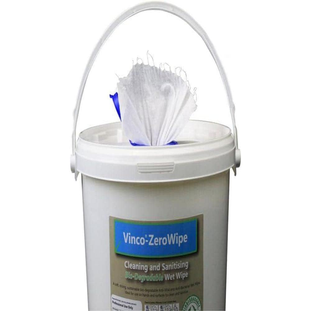 VincoZEROWIPE BIO-DEGRADABLE WET WIPES - 200X200MM - BUCKET OF 300