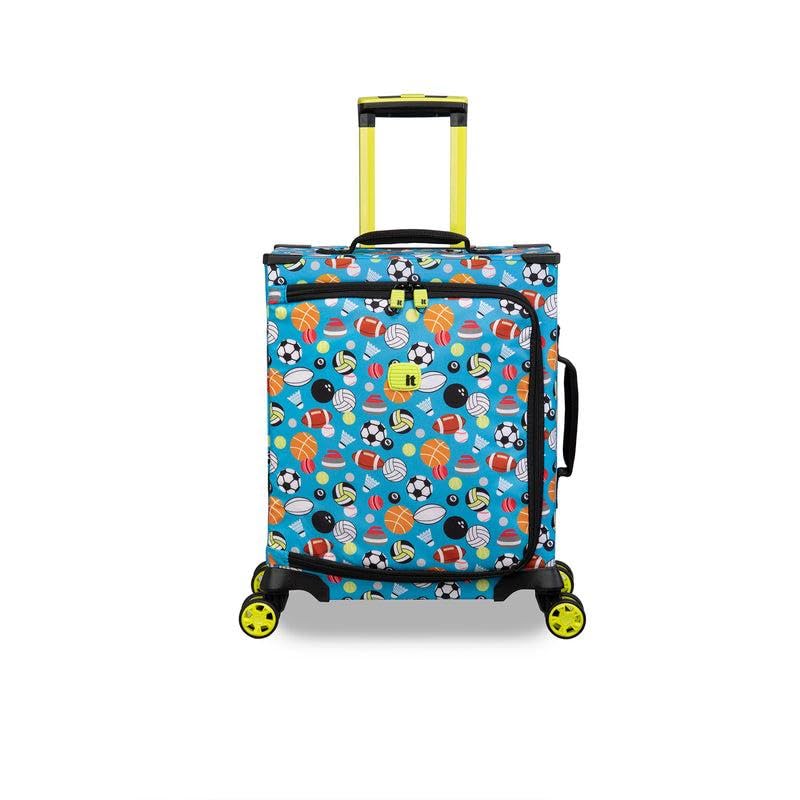 it Luggage KIDS Model Maxpace, Unisex Kids Underseat Suitcase, Children's Carry-On with Ocean Blue Sports Balls Print, Soft Outer Shell, Polyester, 31Liters, 1.78kg, Size Cabin