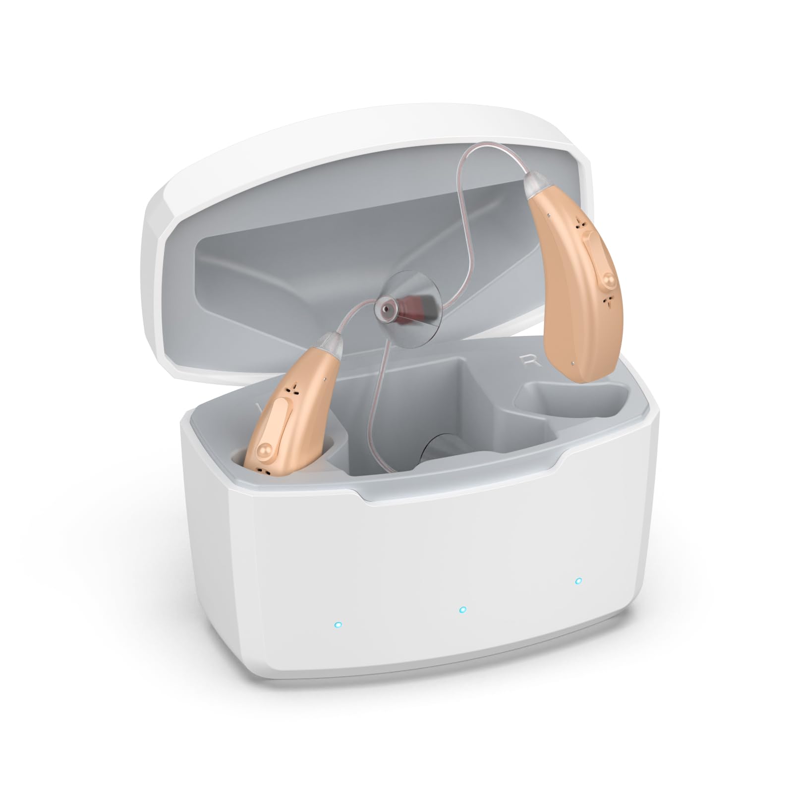 Lentorgi Hearing Aids for Senior, Receiver-in-Canal RIC Hearing Aids with Noise Reduction, Rechargeable, Dual Microphones, Invisible Fit, Mild to Moderate Hearing Loss - Beige