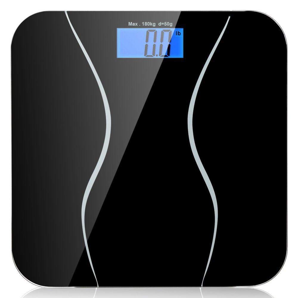 Weighing Scale Bathroom Scales, Smart Household Electronic Digital Body, LCD Display, Division Value 180Kg=400Lb/0.1Kg, Black