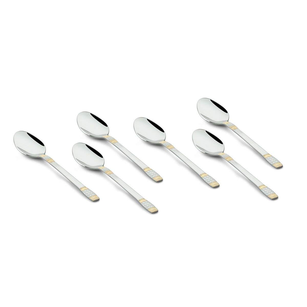 FnS Celebration Embossed 24 Karat Gold Plated Stainless Steel Baby Spoon -Set of 6 Spoons