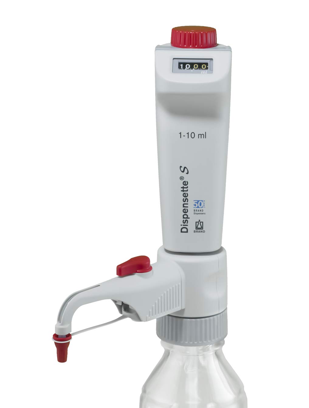 BrandTech 4600341 Dispensette S Digital Bottletop Dispenser with Recirculation Valve, 1-10 mL