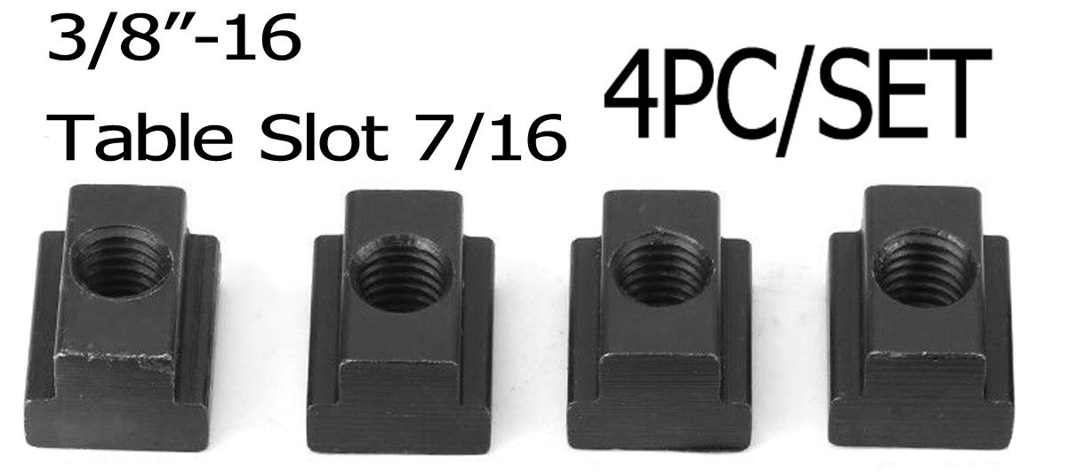 4PC Set T-Slot Nut Black Oxide Finish 3/8-16 Threads Table Slot 7/16