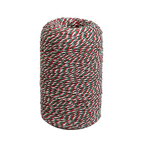 Tenn Well 656 Feet Cotton Bakers Twine, Red Green White Striped Twine String for Christmas Gift Wrapping, Baking, Butchers, Crafts