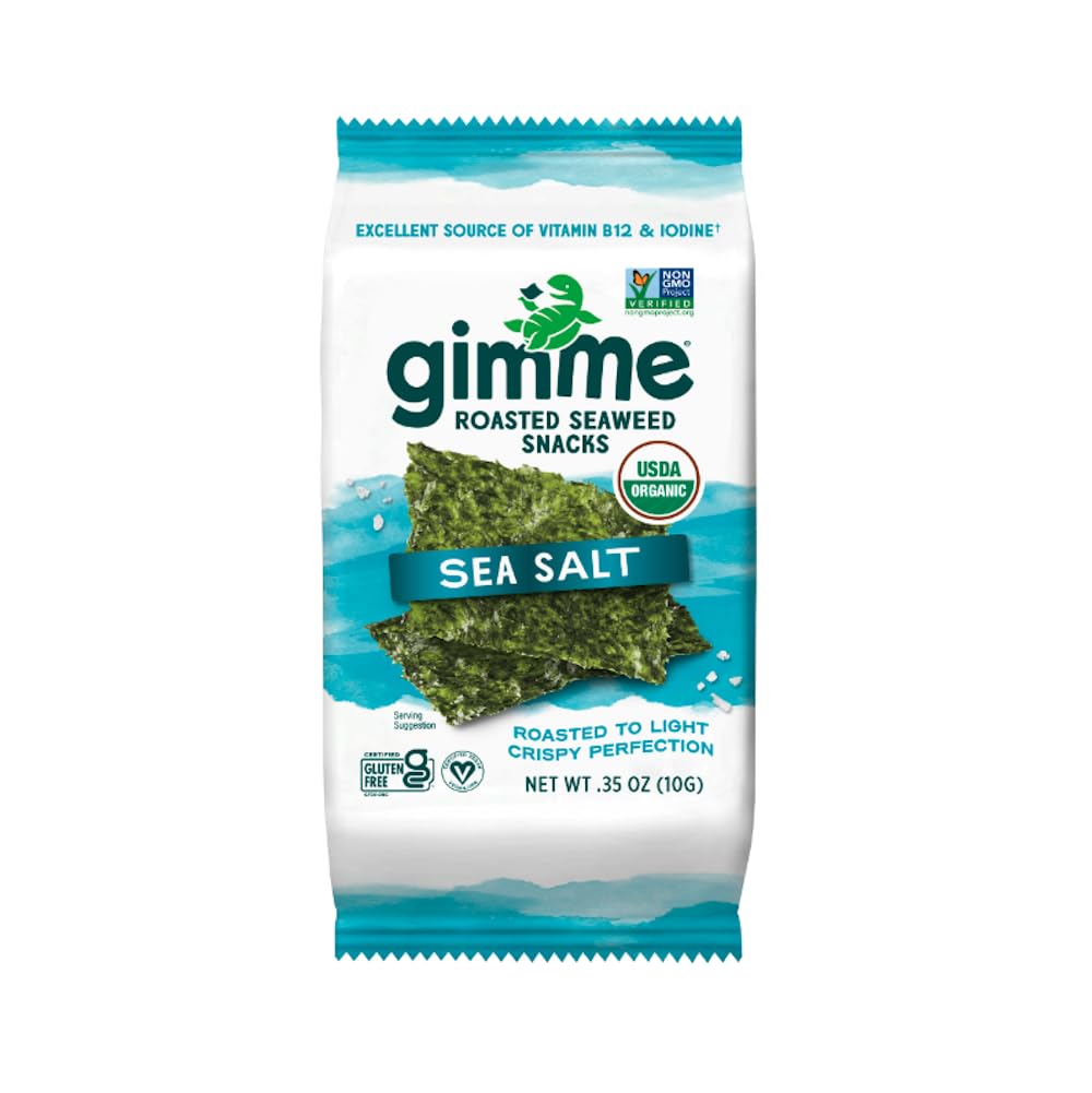 gimMe Premium Roasted Seaweed, Sea Salt,. 35oz (10g)