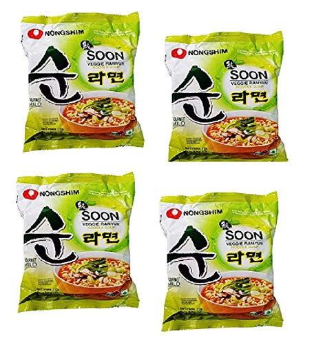 Nongshim Soon Veggie Ramyun Noodles 112Gm*4Pack (Imported), Vegetarian, 112 grams