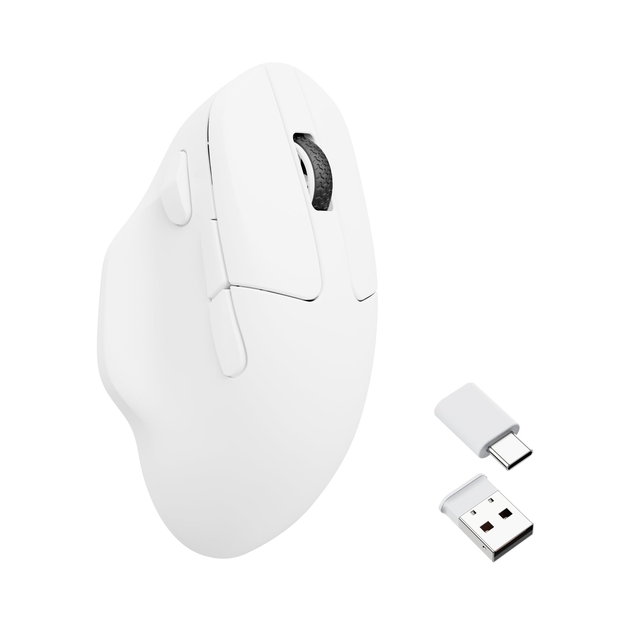 KeychronM7 Wireless Gaming Optical Mouse, Tri-Mode 2.4 GHz/Bluetooth 5.1/Wired, PixArt 3395 Sensor, 26000 DPI, Ergonomic 63g Lightweight Programmable Macro Button for Windows PC/Mac - White